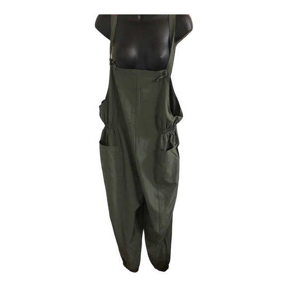 Vanilla‎ star olive green lightweight knotted smock jumpsuit overalls size large - Picture 11 of 16